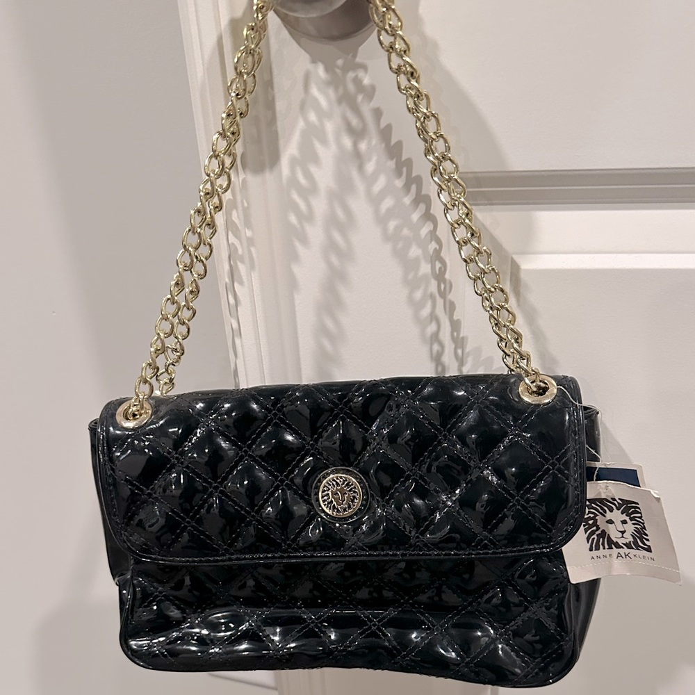 ANN KLIEN BLACK PATENT BAG
